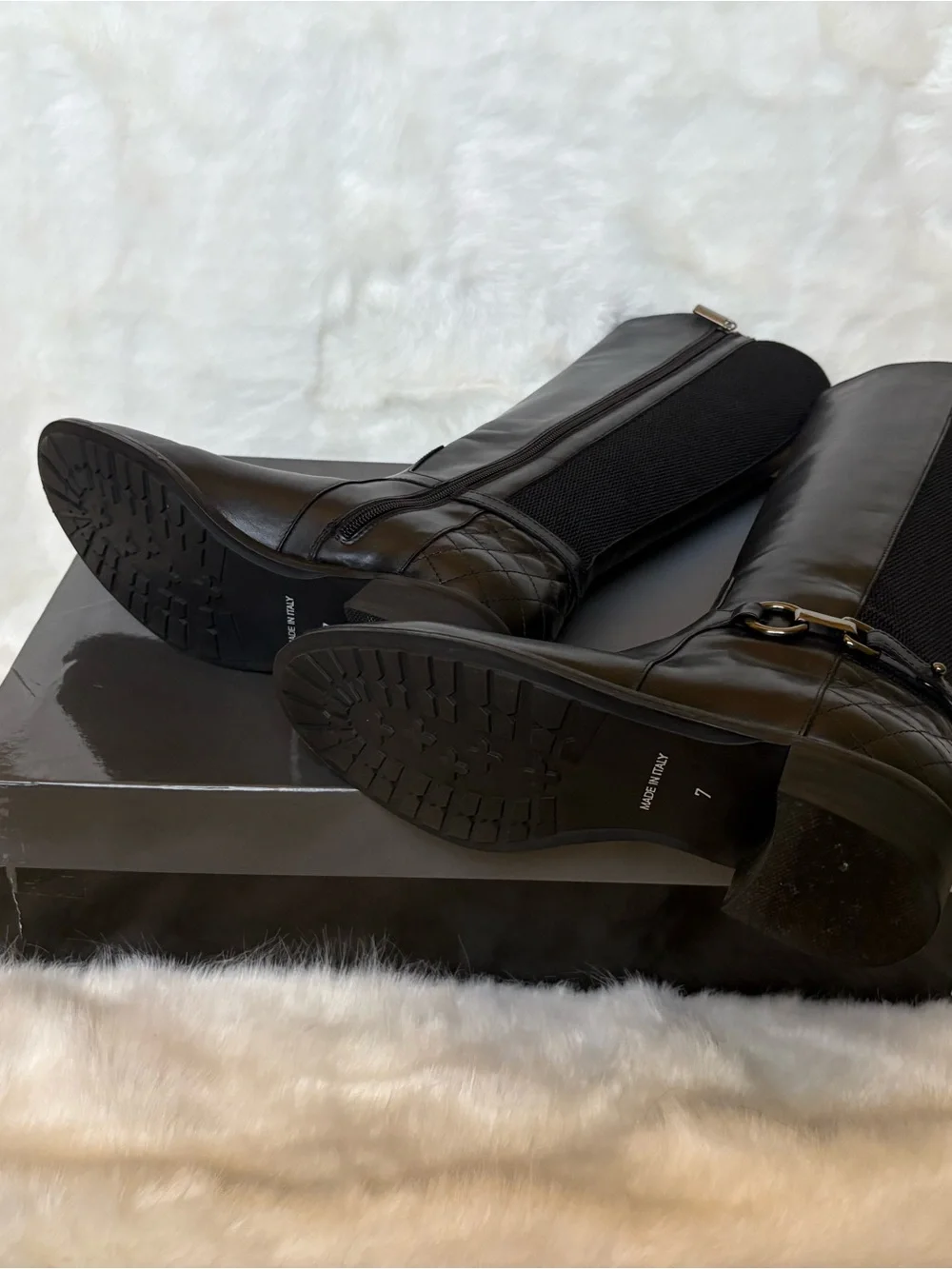 Aquatalia Black Leather Over-The-Knee Riding Boots with Bit Detail